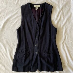 Ann Taylor Navy Blue Button Down Vest